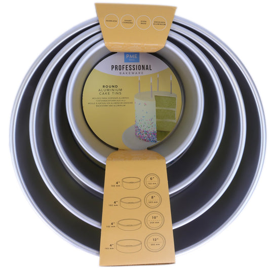 Round Cake Pans 6, 8, 10, 12-Inch x 4-Inch Deep, Set of 4