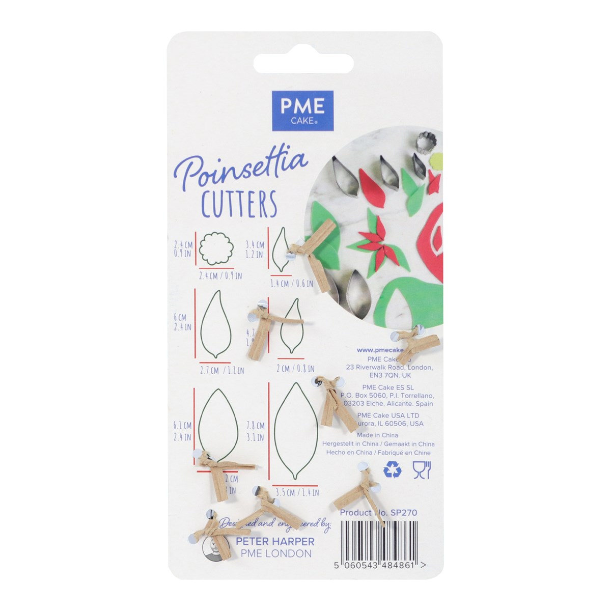 Stainless Steel Poinsettia Cutters, Christmas, Set of 6