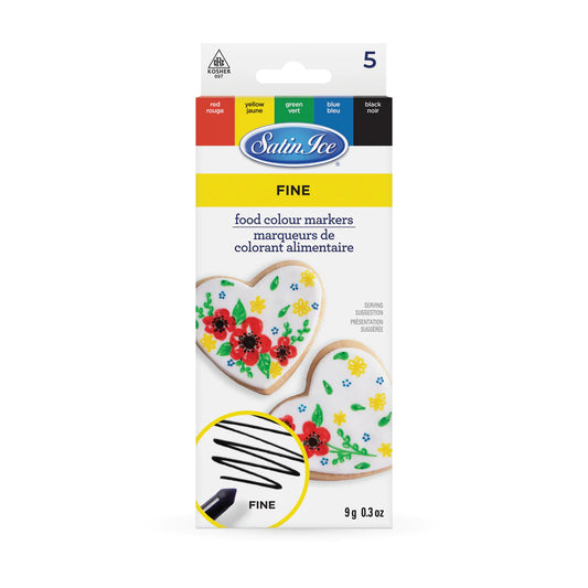 Satin Ice Food Color Markers, Primary Fine Tip