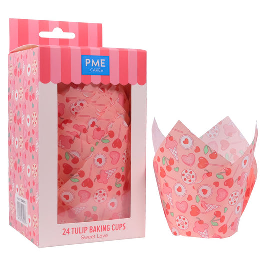 Valentines Tulip Muffin Cases - Sweet Love (Pack of 24)