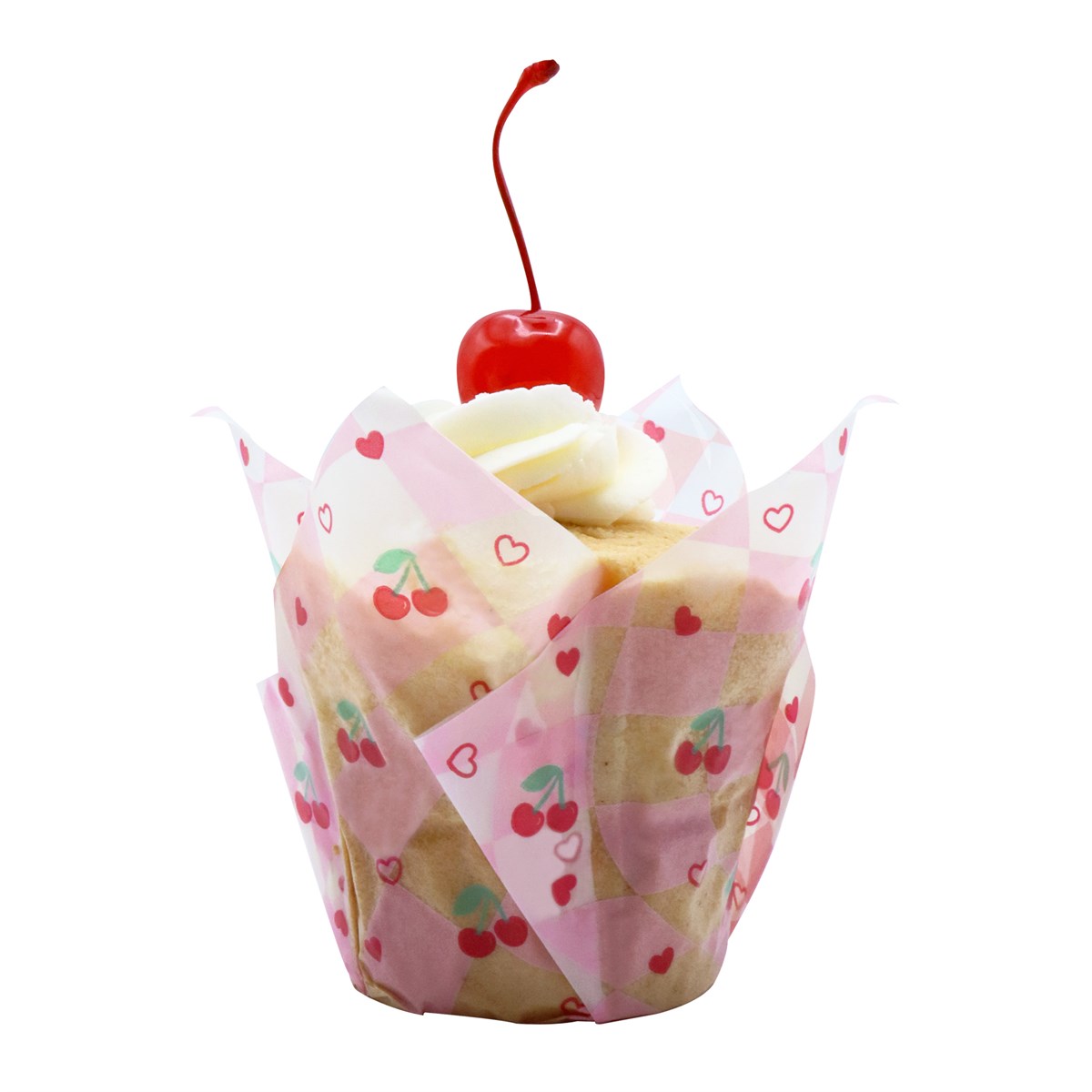 Vintage Tulip Muffin Cases - Cherry Checkerboard (Pack of 24)