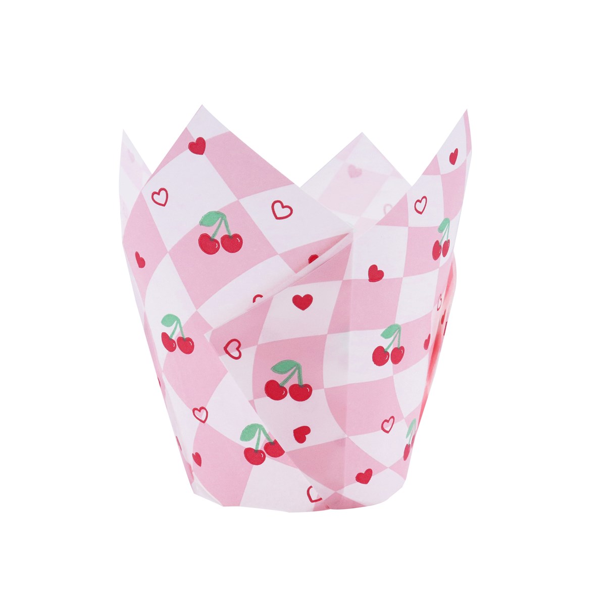 Vintage Tulip Muffin Cases - Cherry Checkerboard (Pack of 24)