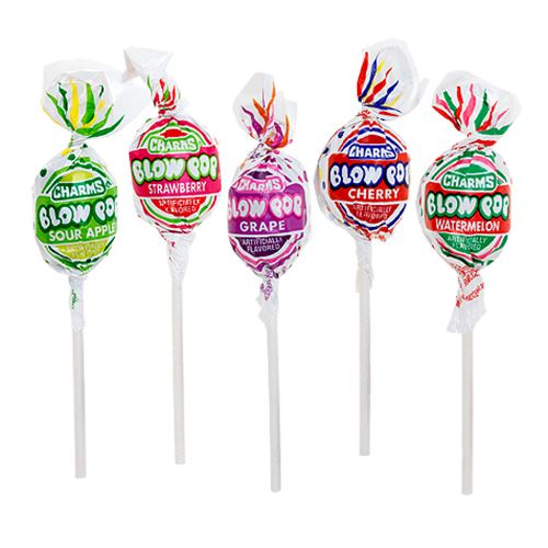 Charms Assorted Fruit Flavor Blow Pop Lollipops