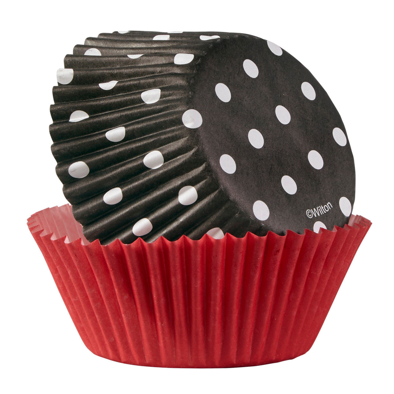 Solid Red and Black and White Polka Dot Paper Cupcake Liners, 75-Count