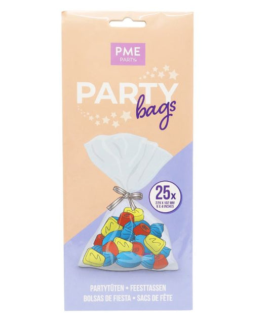Party Bags With Silver Ties Pk/25 (229 X 102mm / 9 X 4”)