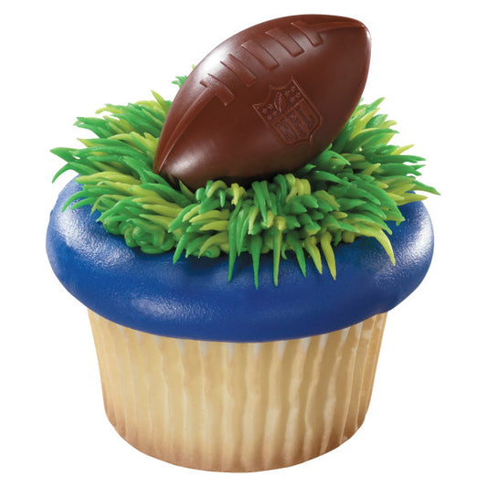 NFL Brown Football with Shield Cupcake Rings
