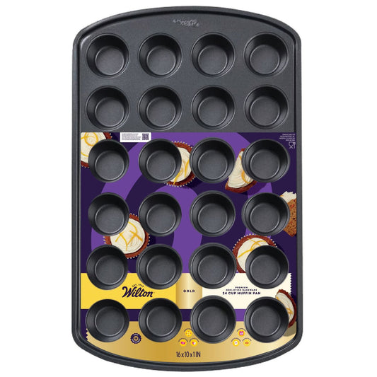 Gold Non-Stick Bakeware Mini Muffin Pan, 24 Cup