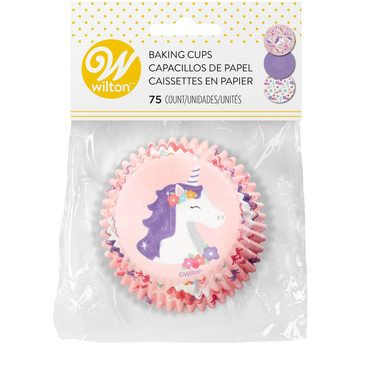 Unicorn, Flower Print and Solid Purple Baking Cups