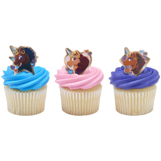 Afro Unicorn Magic Within Cupcake Rings