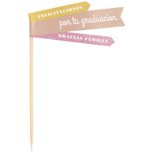Felicitaciones Floral Cupcake Picks