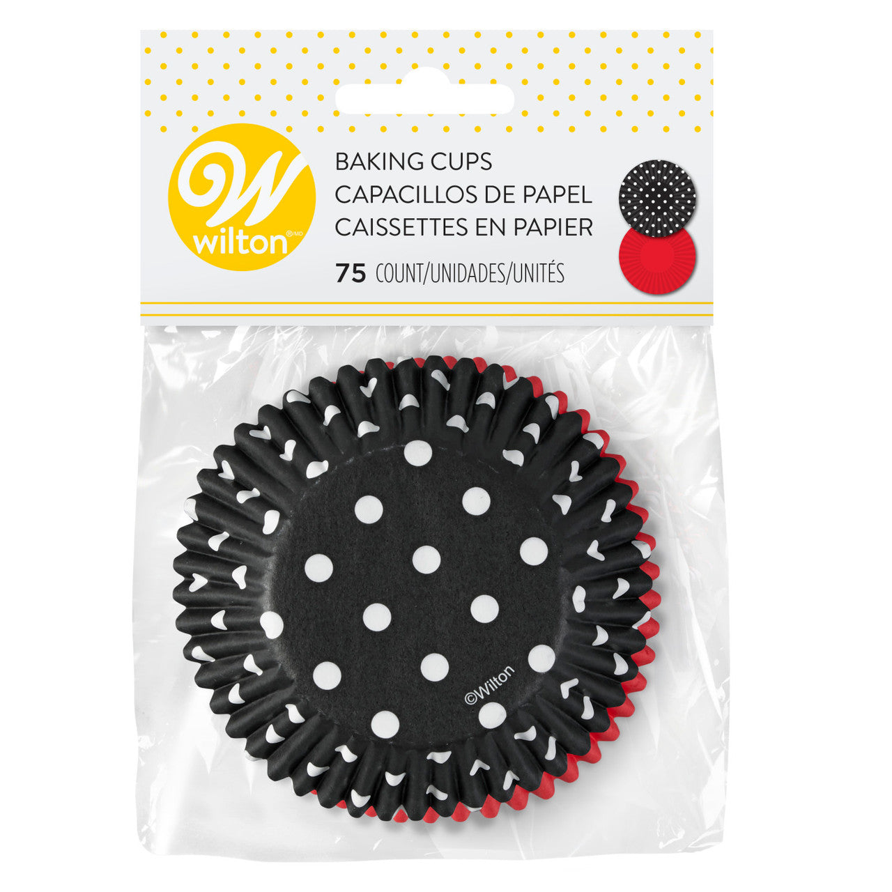 Solid Red and Black and White Polka Dot Paper Cupcake Liners, 75-Count