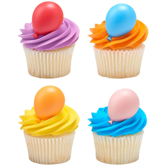 Bright Rainbow Balloon Assortment Cupcake Rings