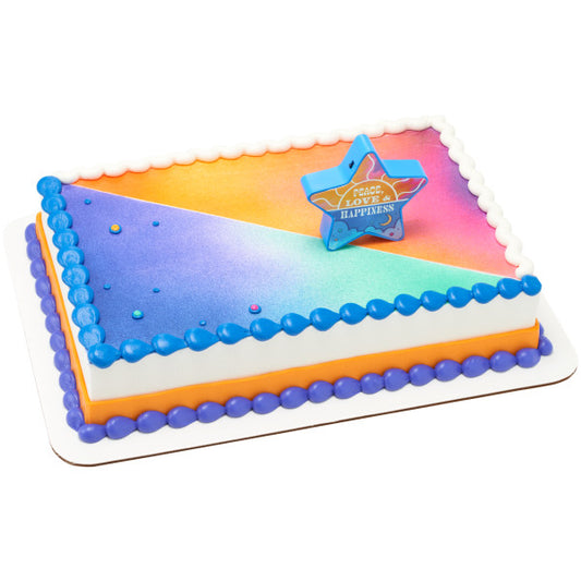 Peace Love & Happiness Cake Topper