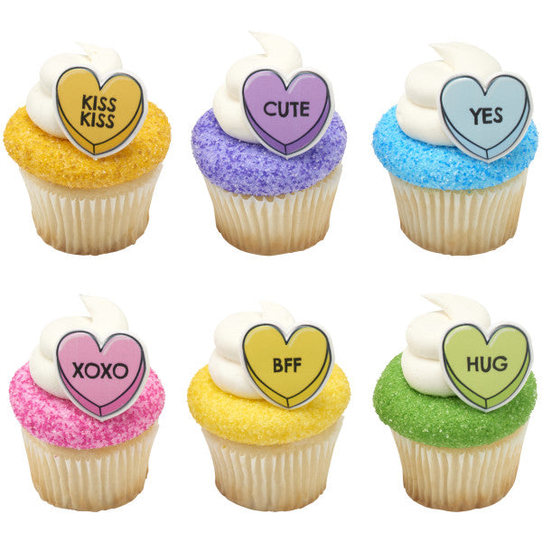 Candy Hearts Cupcake Rings