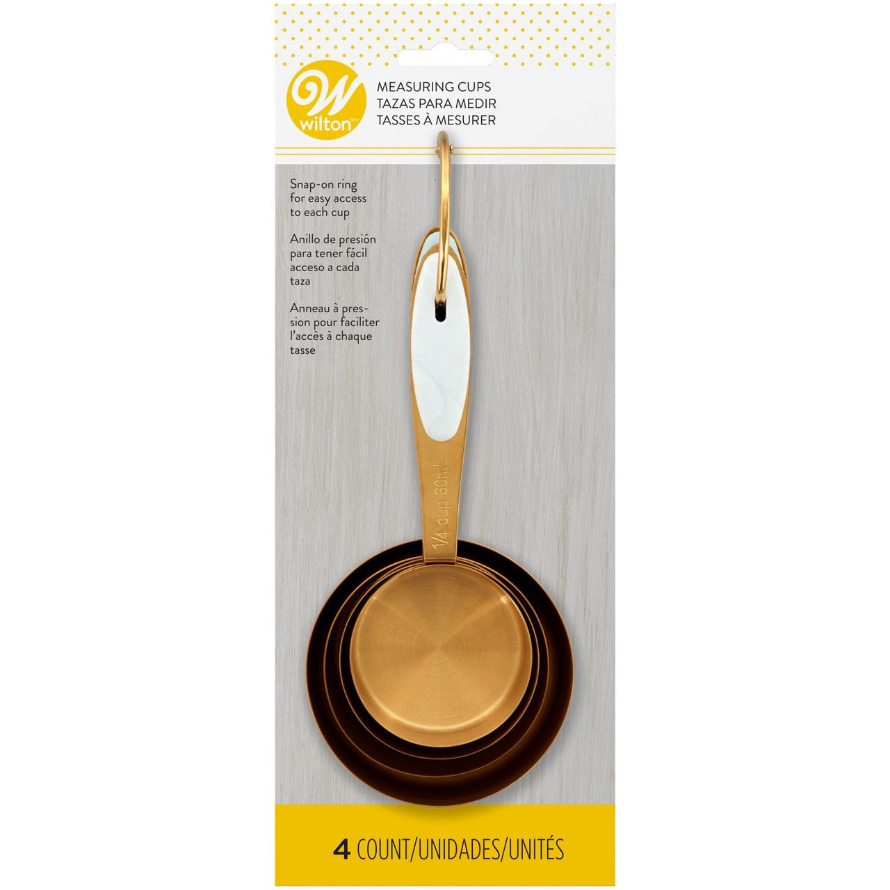 Navy & Gold Nesting Measuring Cups with Snap-On Ring, 4-Count