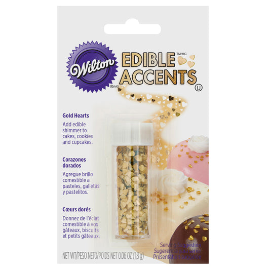 Gold Heart Edible Accents, 0.06 oz