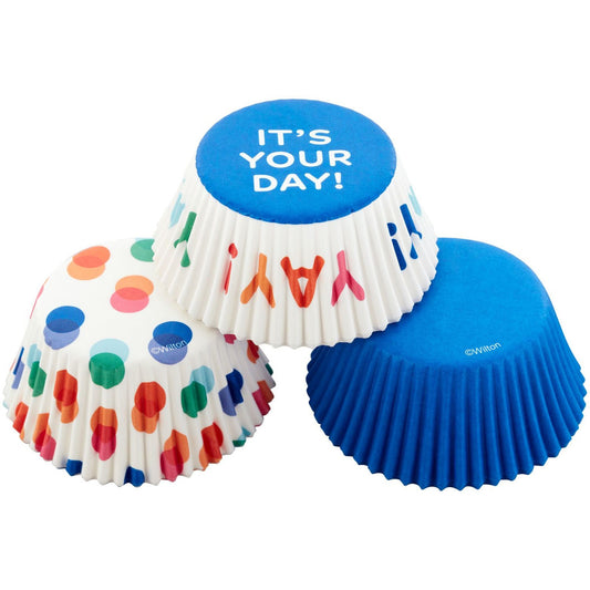 Blue, Polka Dot and It's Your Day Baking Cups, 75-Count