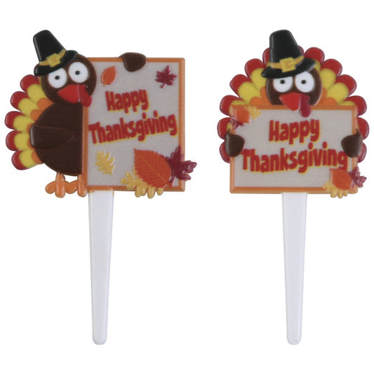 Happy Thanksgiving Turkeys Cupcake Picks