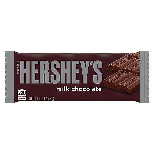 HERSHEY'S Milk Chocolate Candy, Gluten Free, 1.55 Oz, Bar