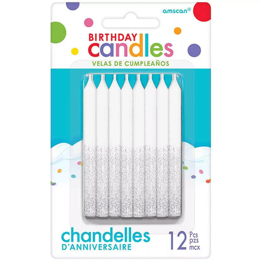 Silver Glitter Dip Candles