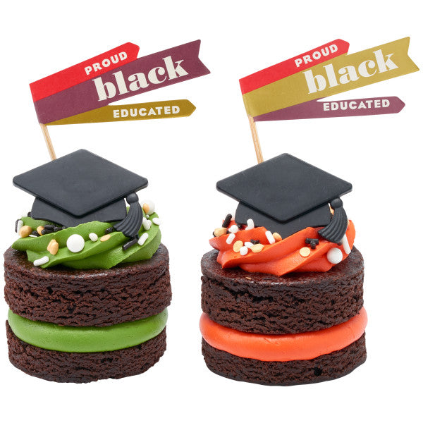 Black Grad Hat Cupcake Rings