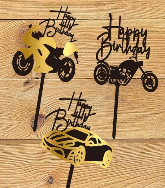 Car & Motorcycle Design Cake Topper