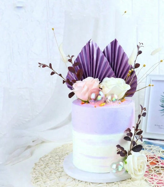 Purple Leaf Fan Cake Topper
