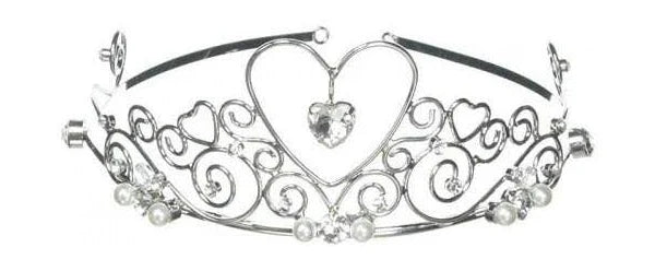 Silver Tall Heart Metal with Acrylic Gems Tiara