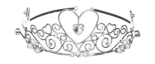 Silver Tall Heart Metal with Acrylic Gems Tiara