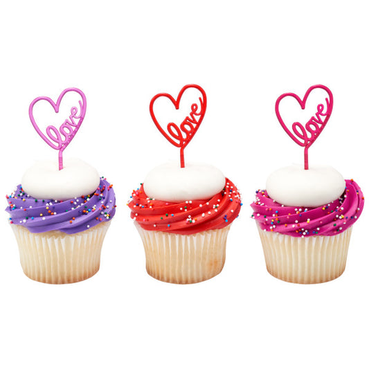 Neon Heart Cupcake Picks