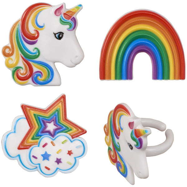 Rainbow Unicorn Assortment Cupcake Rings