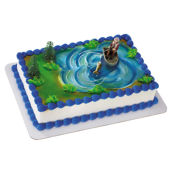 Fisherman with Action Fish Cake Topper Set