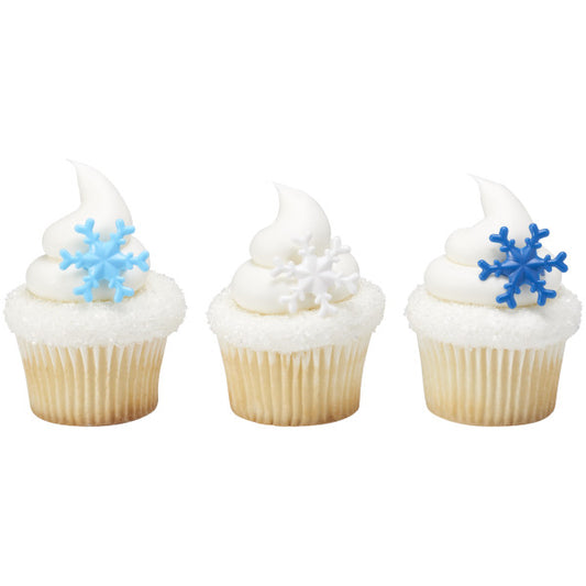 Blue Snowflake Cupcake Rings
