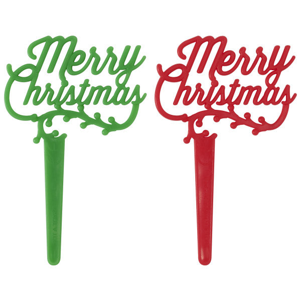 Merry Christmas Holly Cupcake Picks