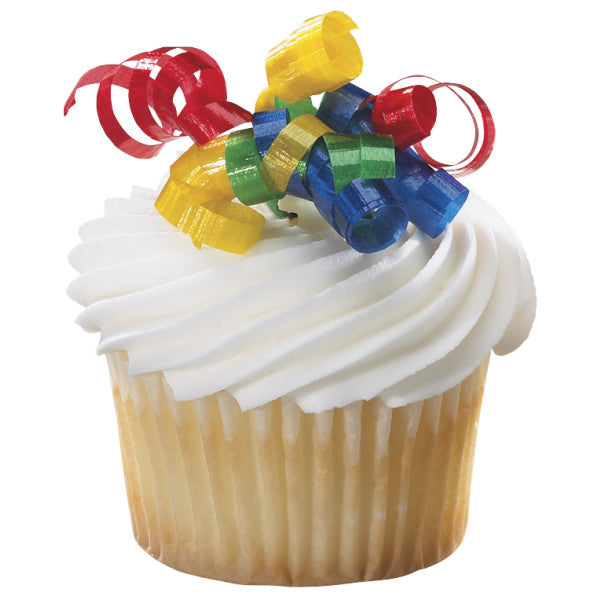 Small 4-Color Primary Ribbon Cupcake Picks