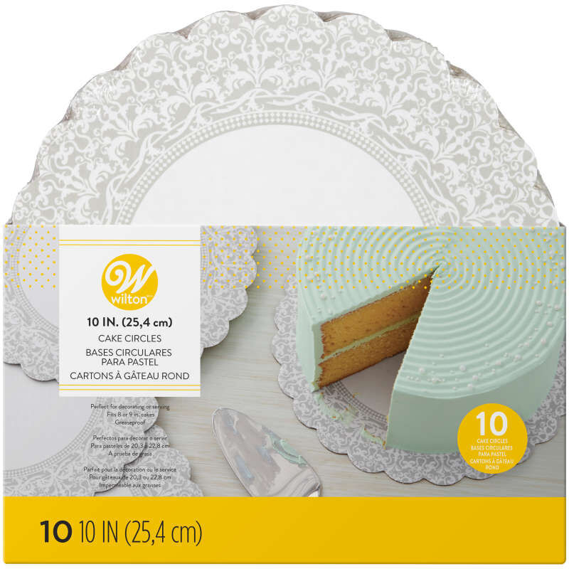 10-Inch Scalloped Lace Cake Circles