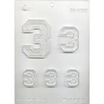Collegiate Number "3" Chocolate Mold