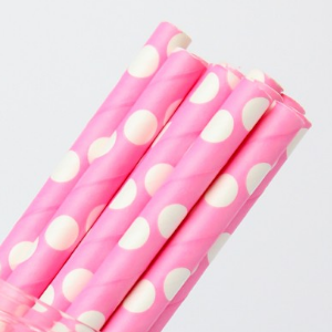 Pink with White Dots Straws