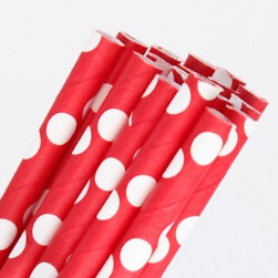 Red with White Dots Straws