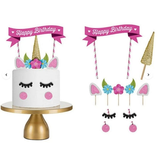 Unicorn Birthday Cake Topper Set