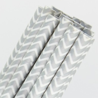 Silver Chevron Straws