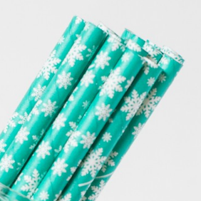 Teal with Snowflakes Straws