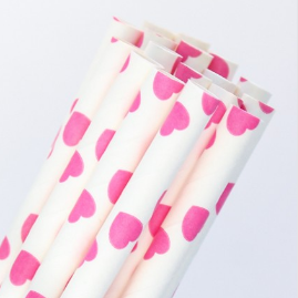 White with Pink Heart Straws