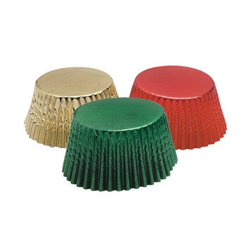 Christmas Foil Baking Cups (Plastic Container Package)