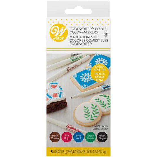Extra Fine Tip Edible Color Markers, 5-Pack