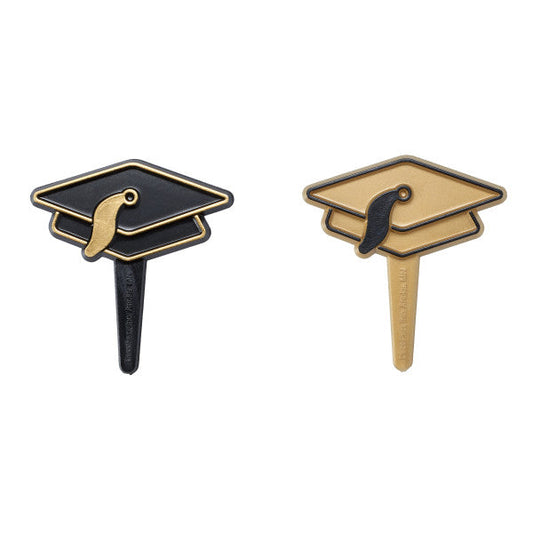 Gold and Black Grad Hat - Cupcake Picks