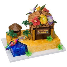 Coconut Cabana Tiki Hut Cake Topper
