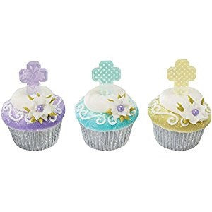 Cross Clear Pastel Cupcake Picks