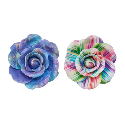 Painted Colors Printed Rose Assortment Gum Paste Flowers