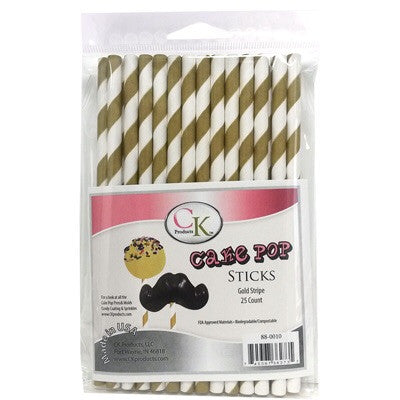 Cake Pop Sticks - Gold Stripe
